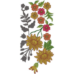 Colorful Sunflower and Floral Embroidery Motif