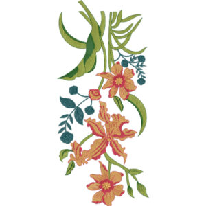 Elegant Tropical Floral Embroidery Motif
