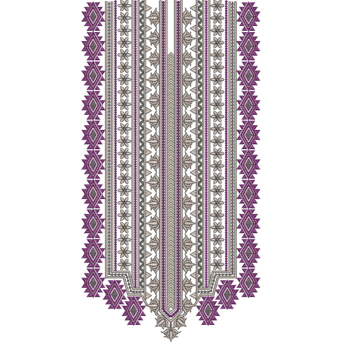 Geometric Diamond Border Neckline Embroidery Design