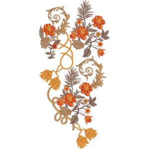Elegant Floral Vine and Tassel Embroidery Motif
