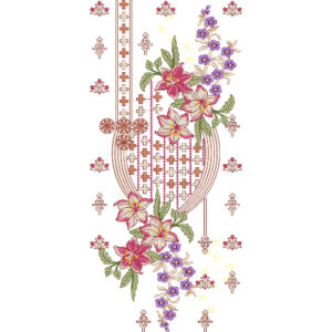 Elegant Floral Cross Motif Neckline Embroidery Design