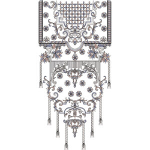 Elegant Ornamental Floral Front Panel Embroidery Design