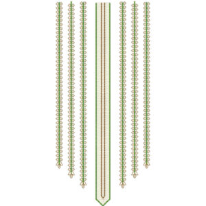 Elegant Green and Gold Geometric Long Neckline Embroidery Design