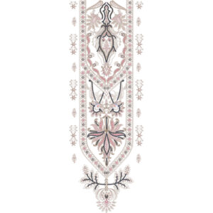 Elegant Pink and Black Floral Paisley Neckline Embroidery Design