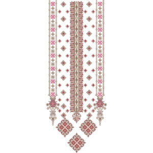 Elegant Pink and Gold Geometric Floral Neckline Embroidery Design