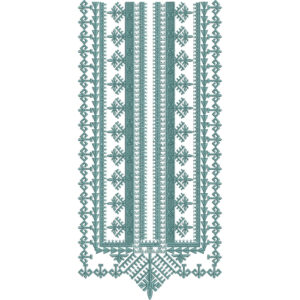 Elegant Teal Geometric and Tribal-Inspired Neckline Embroidery Design