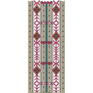 Geometric Magenta and Gold Embroidery Neckline Design