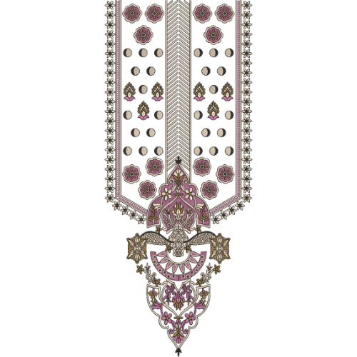 Elegant Floral Neckline Embroidery Design with Ornate Purple Pendant Motif
