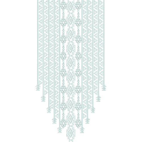 Delicate Geometric Aqua Embroidery Neckline Design