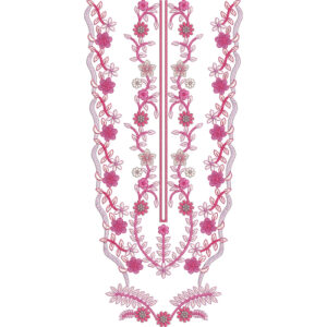 Elegant Pink Floral U-Neck Embroidery Design