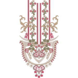 Elegant Pink and Gold Floral Neckline Embroidery Design