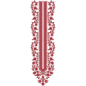 Elegant Red Floral Embroidery Neckline Design