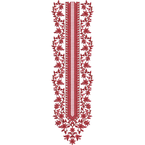 Elegant Red Floral Embroidery Neckline Design