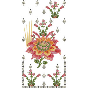 Elegant Multicolor Floral and Border Embroidery Motif