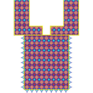 Vibrant Multicolor Geometric U-Neck Embroidery Design