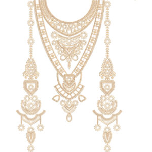 Elegant Golden Necklace and Pendant Embroidery Design