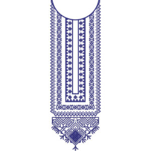 Elegant Blue Geometric and Ornamental Neckline Embroidery Design
