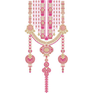 Elegant Pink and Gold Necklace Style Embroidery Design