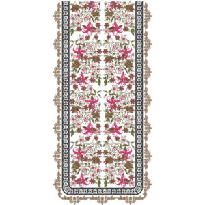 Elegant Pink Floral and Peacock Embroidery Neckline Design