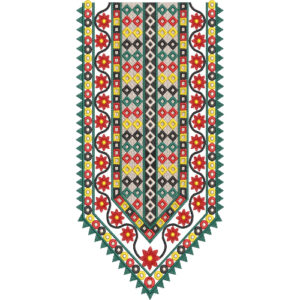 Vibrant Multicolor Geometric Floral Neckline Embroidery Design