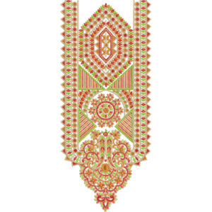 Vibrant Multicolor Geometric and Floral Neckline Embroidery Design