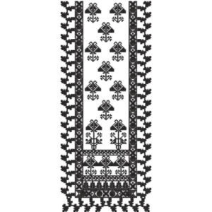 Elegant Black Geometric Floral Embroidery Neckline Design