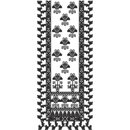Elegant Black Geometric Floral Embroidery Neckline Design