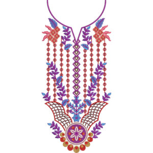 Elegant Purple and Pink Floral Necklace Style Embroidery Design