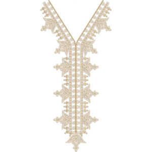 Elegant Gold Floral V-Neckline Embroidery Design