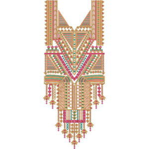 Vibrant Multicolor Geometric Tribal Neckline Embroidery Design