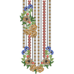 Elegant Multicolor Floral Embroidery Border Design