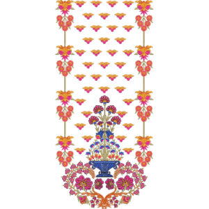 Elegant Multicolor Floral Basket Neckline Embroidery Design