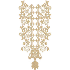 Elegant Gold Floral and Leaf Neckline Embroidery Design