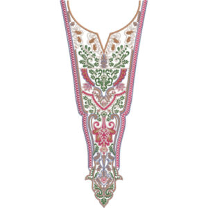 Elegant Multicolor Floral V-Neckline Embroidery Design