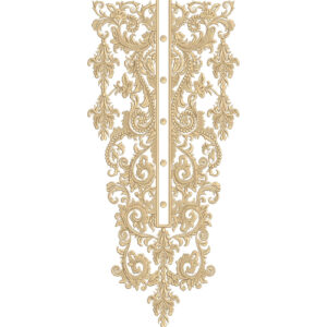 Elegant Gold Ornamental Scrollwork Neckline Embroidery Design