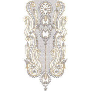 Elegant Gold and Silver Paisley Embroidery Neckline Design