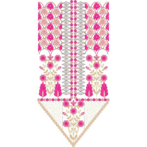 Elegant Pink and Gold Floral Geometric Neckline Embroidery Design