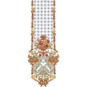 Elegant Multicolor Floral and Geometric Front Panel Embroidery Design