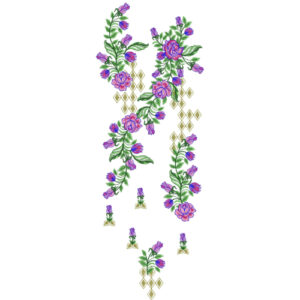 Elegant Purple and Pink Floral Vine Embroidery Design