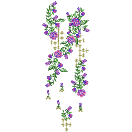 Elegant Purple and Pink Floral Vine Embroidery Design