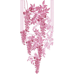 Elegant Pink Floral Vine and Leaf Border Embroidery Design