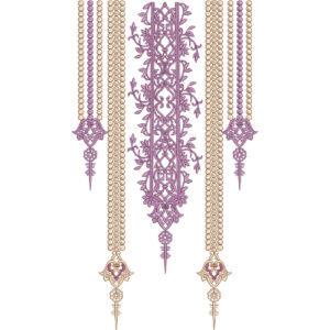 Elegant Purple and Gold Ornamental Pendant Embroidery Design