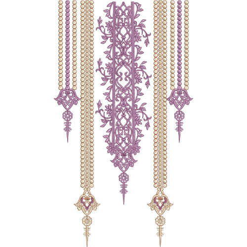 Elegant Purple and Gold Ornamental Pendant Embroidery Design