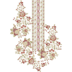 Elegant Multicolor Floral and Geometric Neckline Embroidery Design