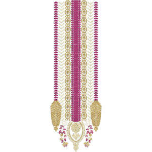 Elegant Magenta and Gold Vertical Ornamental Embroidery Design