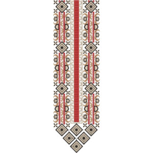 Elegant Red and Black Geometric Vertical Embroidery Design