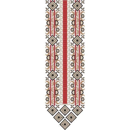 Elegant Red and Black Geometric Vertical Embroidery Design