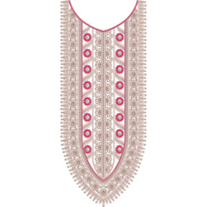 Elegant Pink and Beige Floral U-Shaped Neckline Embroidery Design