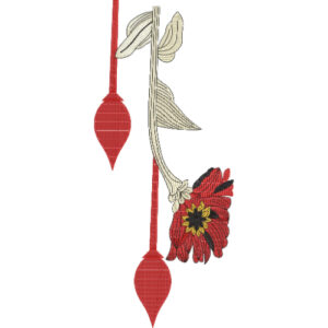 Elegant Red Floral and Gold Hanging Motif Embroidery Design