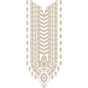 Elegant Beige and Gold Chevron Neckline Embroidery Design